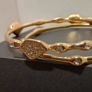 Two Gold Tone Rhinestone Bracelets